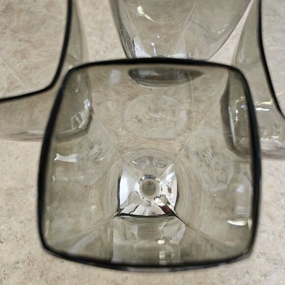 Smoke Grey Wine Water Glasses 9.5" frosted etched snowflake winter holiday 4pc - Picture 6 of 13